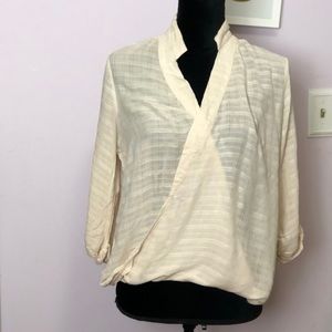 Forever 21 Quarter Sleeve Sheer Shirt cream color blouse